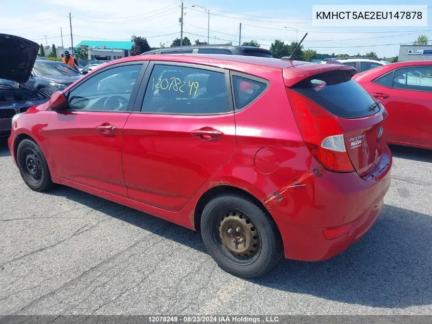 2014 Hyundai Accent VIN: KMHCT5AE2EU147878 Lot: 12078249