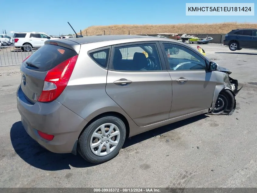 KMHCT5AE1EU181424 2014 Hyundai Accent Gs