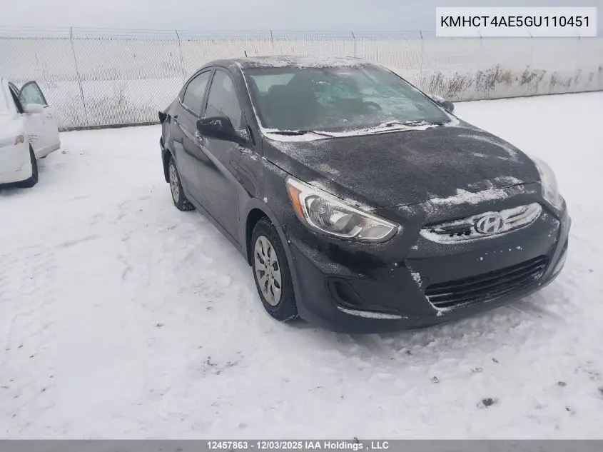 KMHCT4AE5GU110451 2016 Hyundai Accent Le
