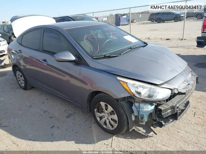 KMHCT4AE9GU043417 2016 Hyundai Accent Se
