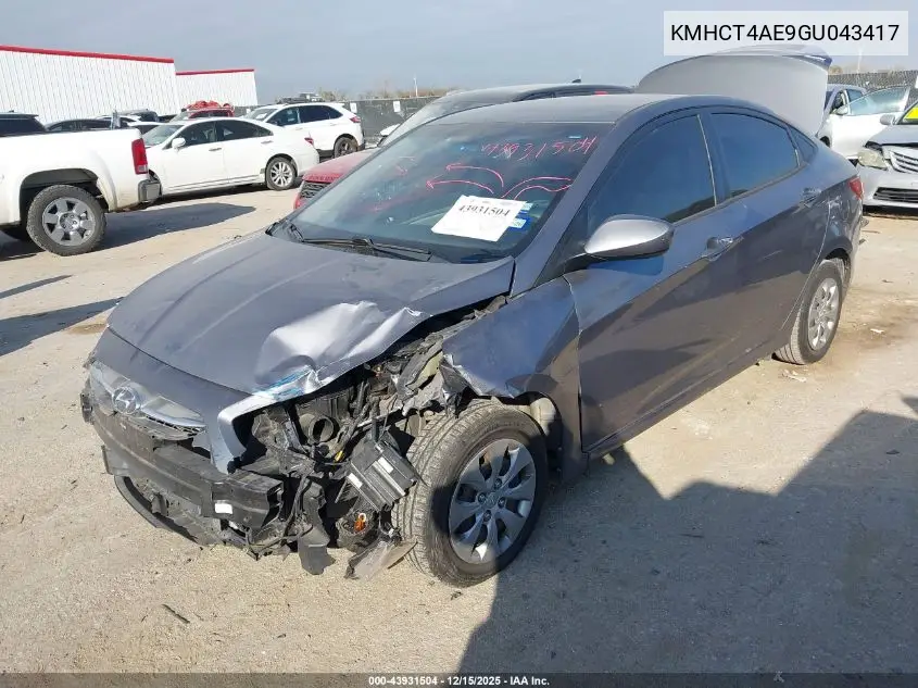 KMHCT4AE9GU043417 2016 Hyundai Accent Se