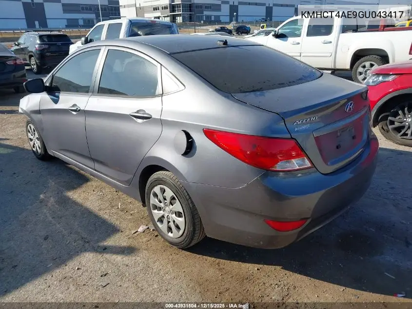 KMHCT4AE9GU043417 2016 Hyundai Accent Se