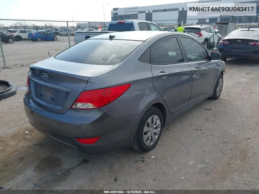 KMHCT4AE9GU043417 2016 Hyundai Accent Se