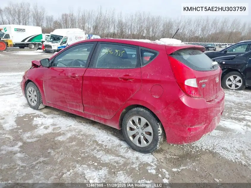 KMHCT5AE2HU303759 2017 Hyundai Accent Gl