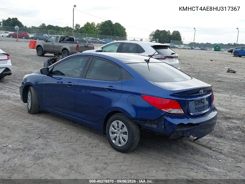 2017 Hyundai Accent Se VIN: KMHCT4AE8HU317367 Lot: 40276870