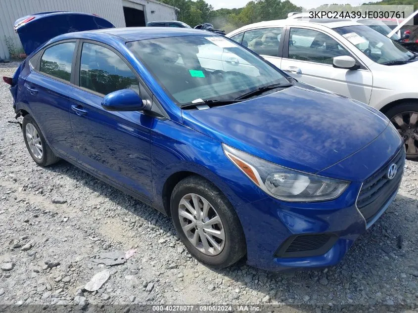 2018 Hyundai Accent Sel VIN: 3KPC24A39JE030761 Lot: 40278077