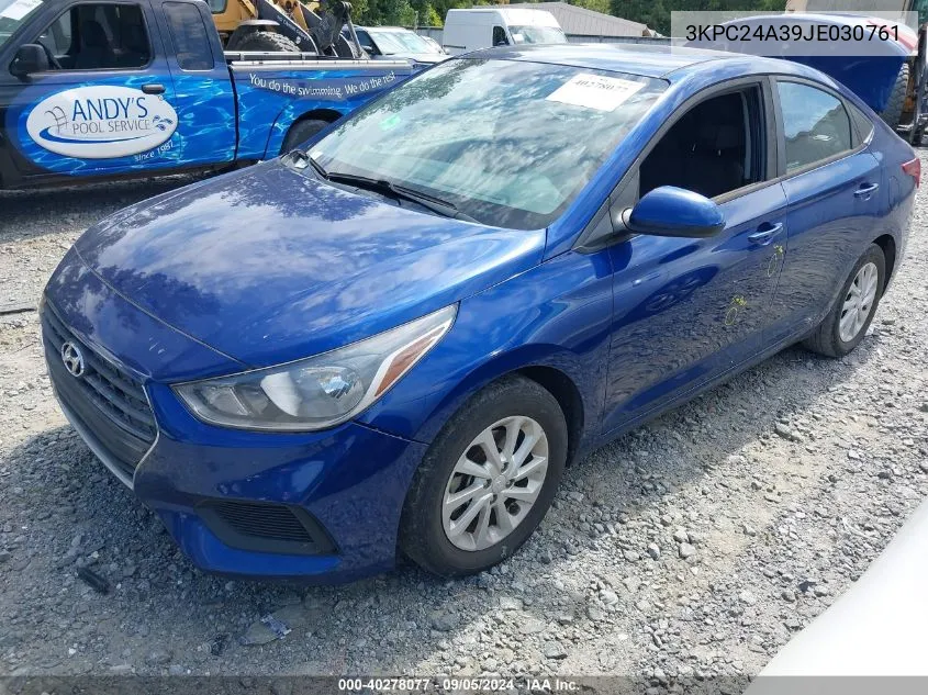 2018 Hyundai Accent Sel VIN: 3KPC24A39JE030761 Lot: 40278077