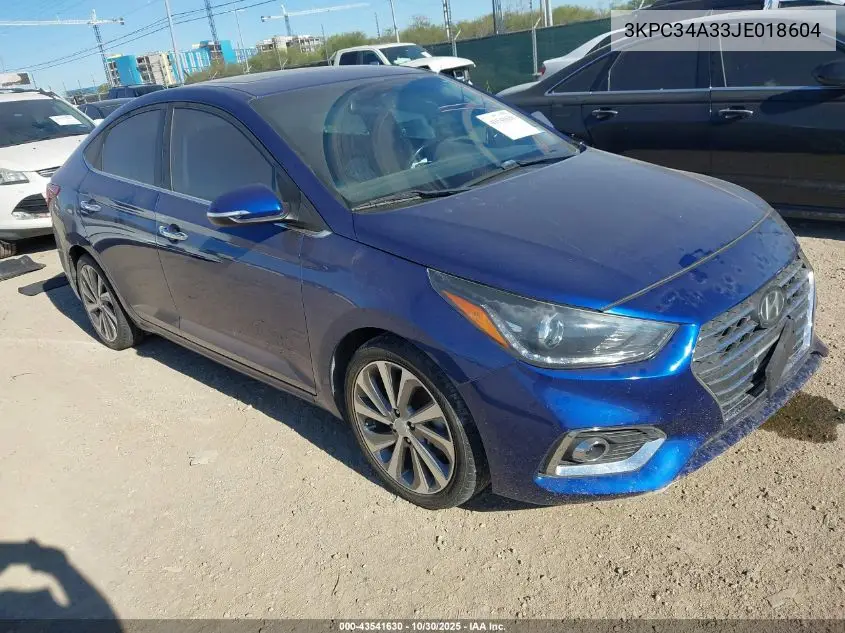3KPC34A33JE018604 2018 Hyundai Accent Limited