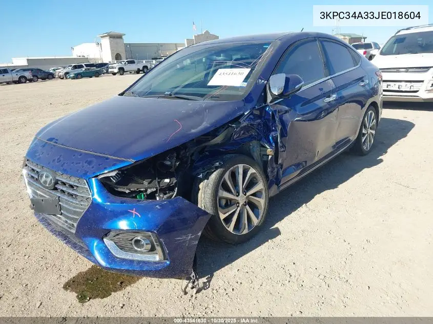 3KPC34A33JE018604 2018 Hyundai Accent Limited