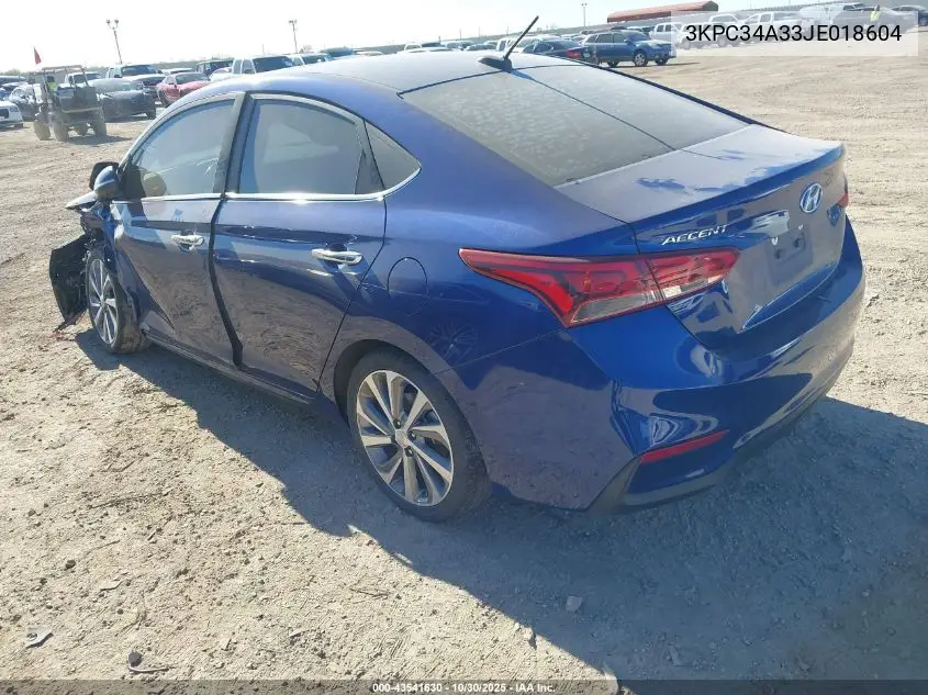 3KPC34A33JE018604 2018 Hyundai Accent Limited