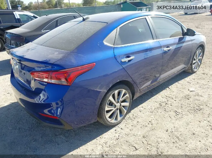 3KPC34A33JE018604 2018 Hyundai Accent Limited