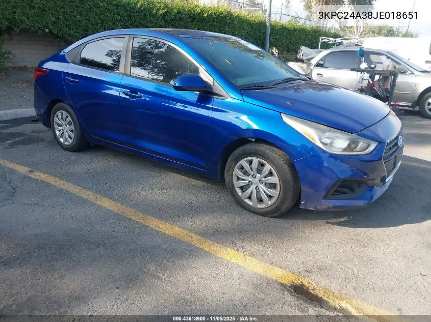 3KPC24A38JE018651 2018 Hyundai Accent Se