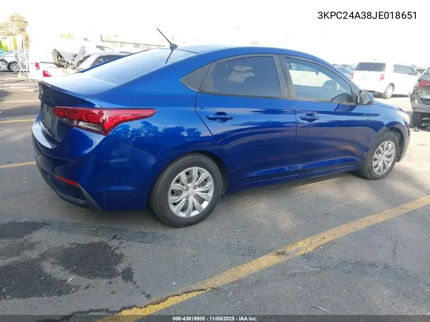 3KPC24A38JE018651 2018 Hyundai Accent Se
