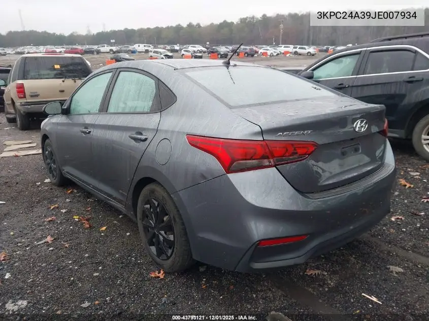 3KPC24A39JE007934 2018 Hyundai Accent Se