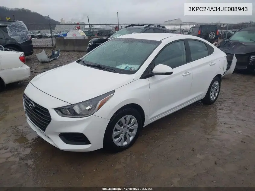 3KPC24A34JE008943 2018 Hyundai Accent Se