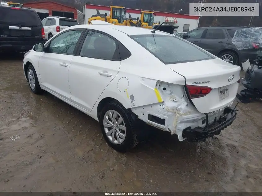 3KPC24A34JE008943 2018 Hyundai Accent Se