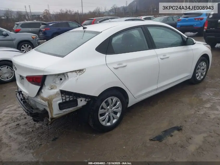 3KPC24A34JE008943 2018 Hyundai Accent Se