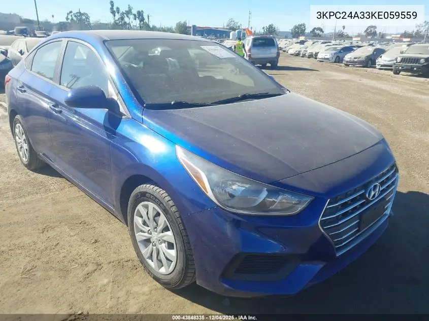 3KPC24A33KE059559 2019 Hyundai Accent Se