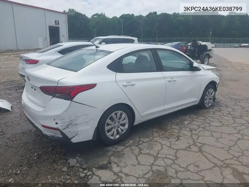 3KPC24A36KE038799 2019 Hyundai Accent Se