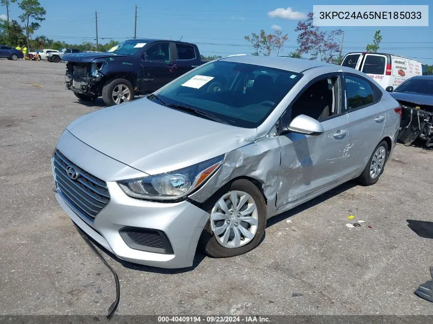 2022 Hyundai Accent Se/Sel VIN: 3KPC24A65NE185033 Lot: 40409194