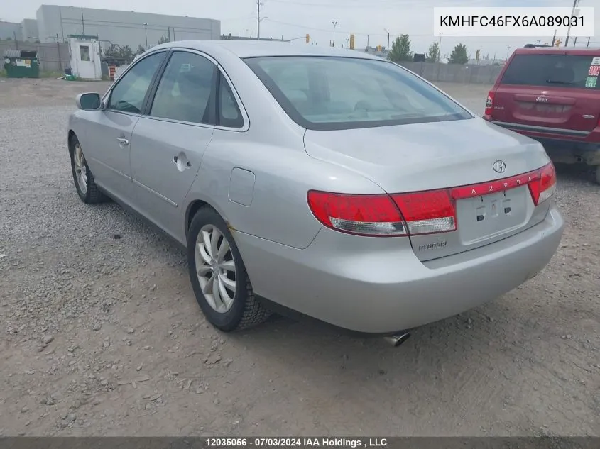 2006 Hyundai Azera Se/Limited VIN: KMHFC46FX6A089031 Lot: 12035056