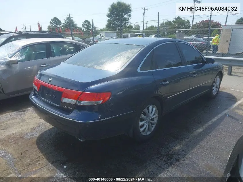 KMHFC46F96A084032 2006 Hyundai Azera Limited/Se