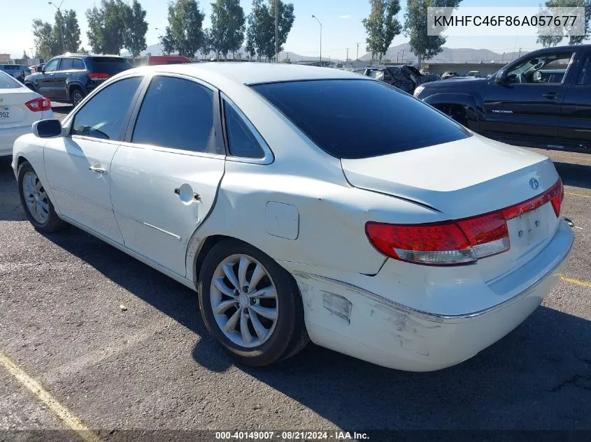 2006 Hyundai Azera Se/Limited VIN: KMHFC46F86A057677 Lot: 40149007