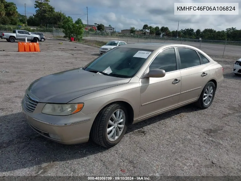 2006 Hyundai Azera Se/Limited VIN: KMHFC46F06A106824 Lot: 40308709