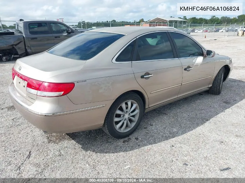 2006 Hyundai Azera Se/Limited VIN: KMHFC46F06A106824 Lot: 40308709