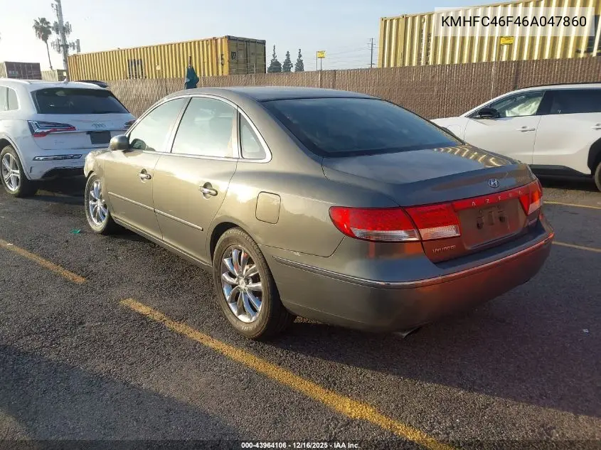 KMHFC46F46A047860 2006 Hyundai Azera Limited/Se