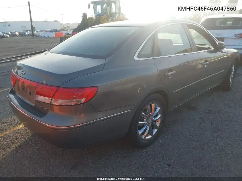 KMHFC46F46A047860 2006 Hyundai Azera Limited/Se