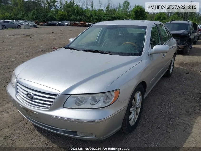 2007 Hyundai Azera VIN: KMHFC46F27A221216 Lot: 12036838