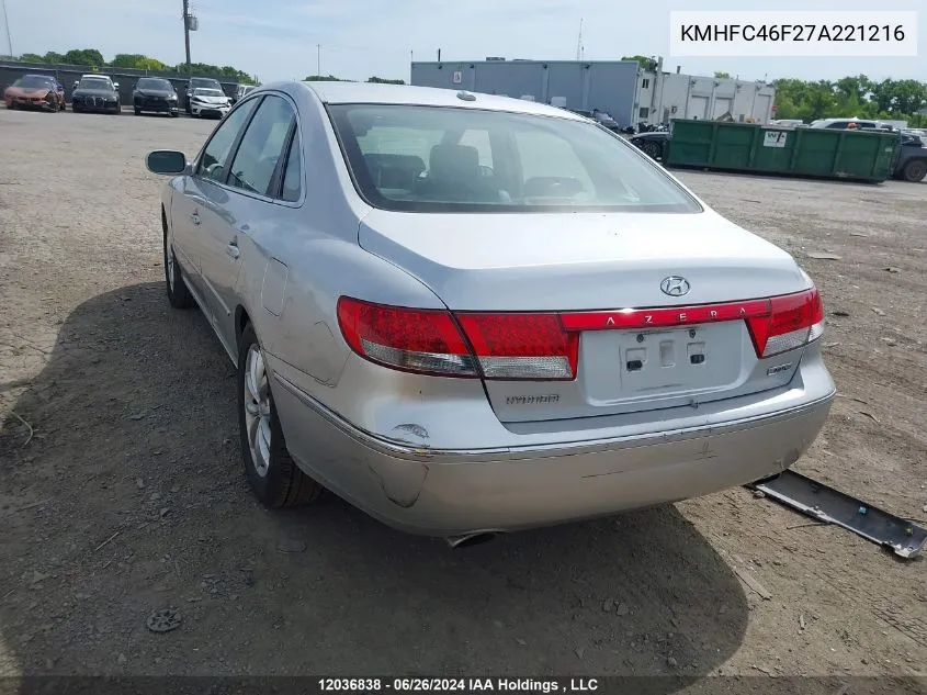 KMHFC46F27A221216 2007 Hyundai Azera