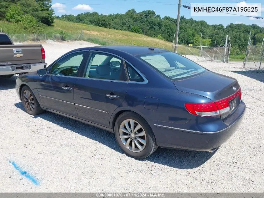 2007 Hyundai Azera Limited/Se VIN: KMHFC46F87A195625 Lot: 39851075