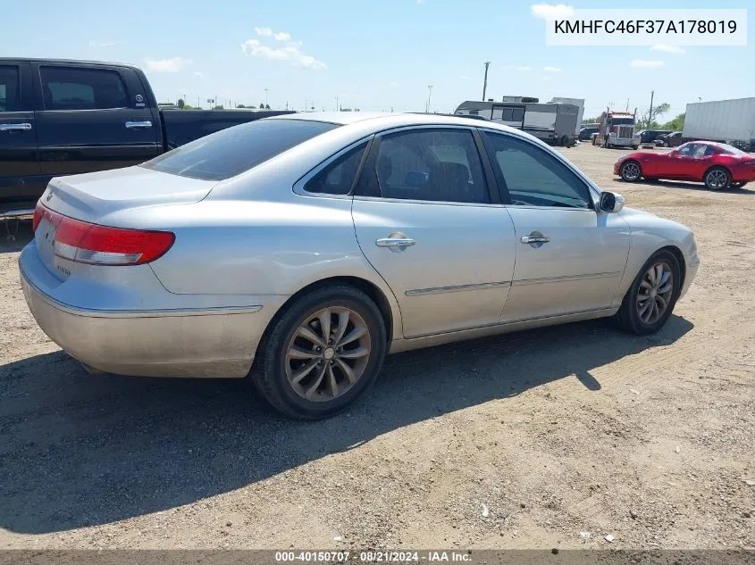 2007 Hyundai Azera Limited/Se VIN: KMHFC46F37A178019 Lot: 40150707