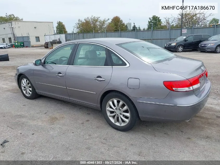 2007 Hyundai Azera Limited/Se VIN: KMHFC46F17A186670 Lot: 40461303