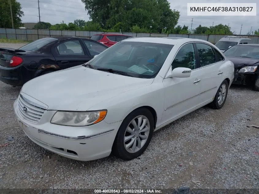 KMHFC46F38A310827 2008 Hyundai Azera Limited