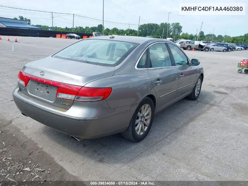 2010 Hyundai Azera Limited VIN: KMHFC4DF1AA460380 Lot: 39834058