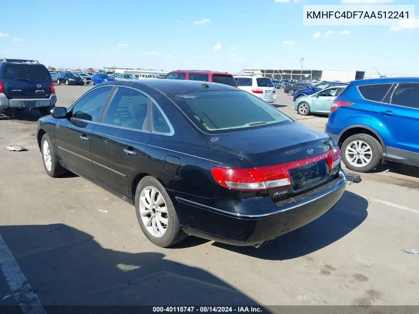 2010 Hyundai Azera Limited VIN: KMHFC4DF7AA512241 Lot: 40115747