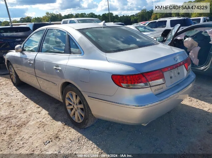 2010 Hyundai Azera Limited VIN: KMHFC4DF5AA474329 Lot: 40372585