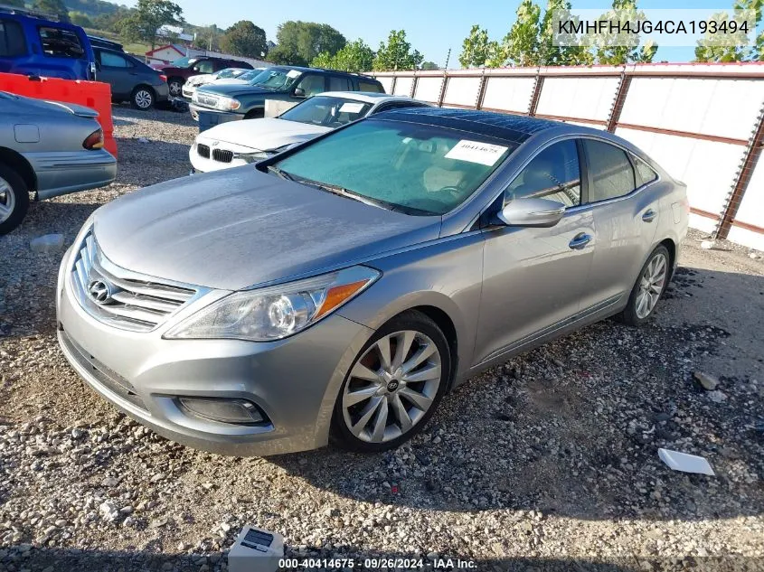 2012 Hyundai Azera VIN: KMHFH4JG4CA193494 Lot: 40414675