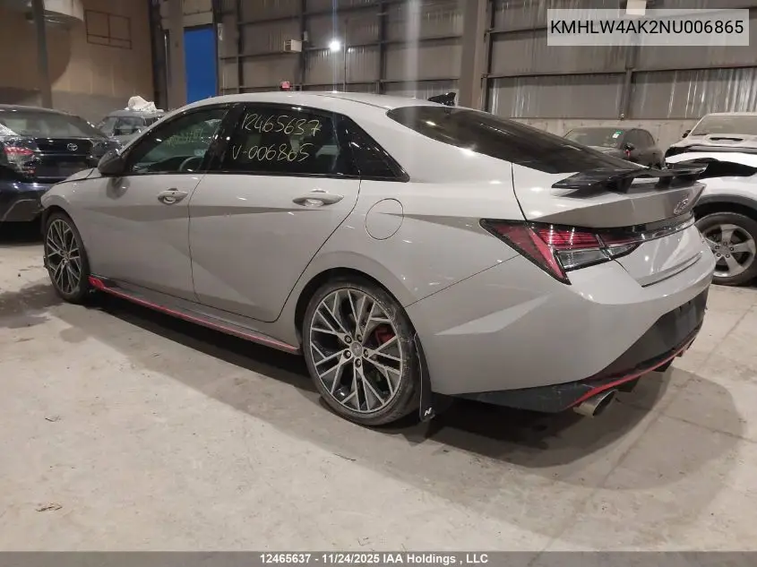 KMHLW4AK2NU006865 2022 Hyundai Elantra N Manual