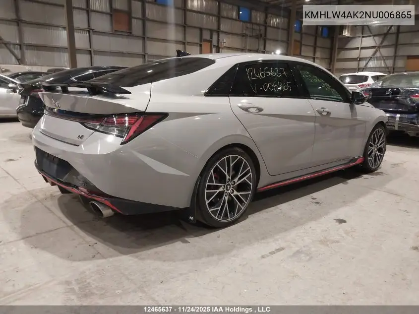 KMHLW4AK2NU006865 2022 Hyundai Elantra N Manual