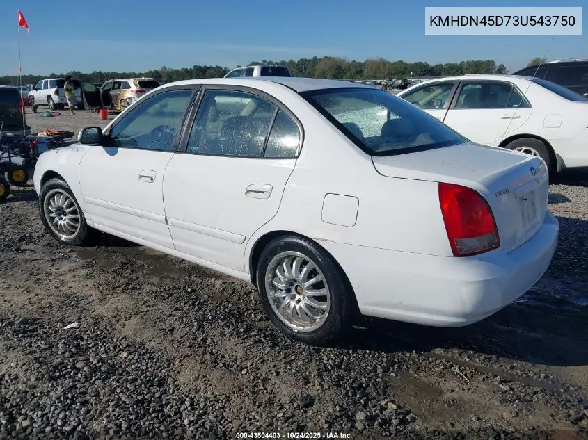 KMHDN45D73U543750 2003 Hyundai Elantra Gls/Gt