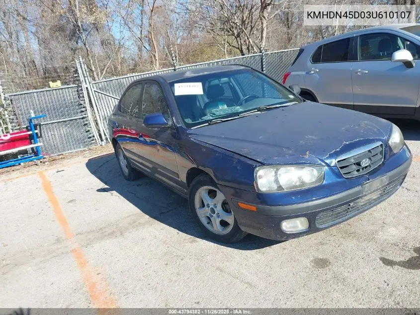 KMHDN45D03U610107 2003 Hyundai Elantra Gls/Gt