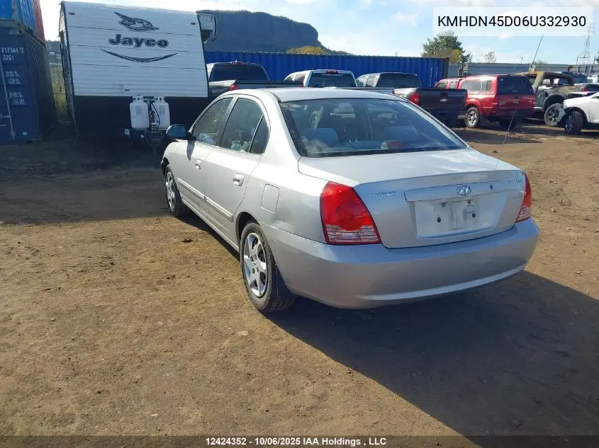 KMHDN45D06U332930 2006 Hyundai Elantra Se/Ve