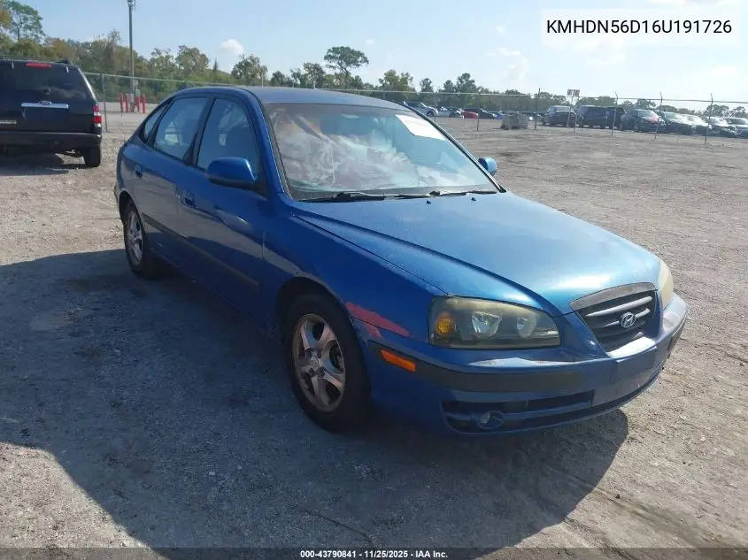 KMHDN56D16U191726 2006 Hyundai Elantra Gls/Gt