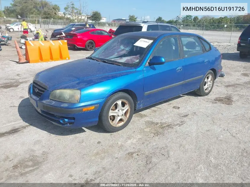 KMHDN56D16U191726 2006 Hyundai Elantra Gls/Gt