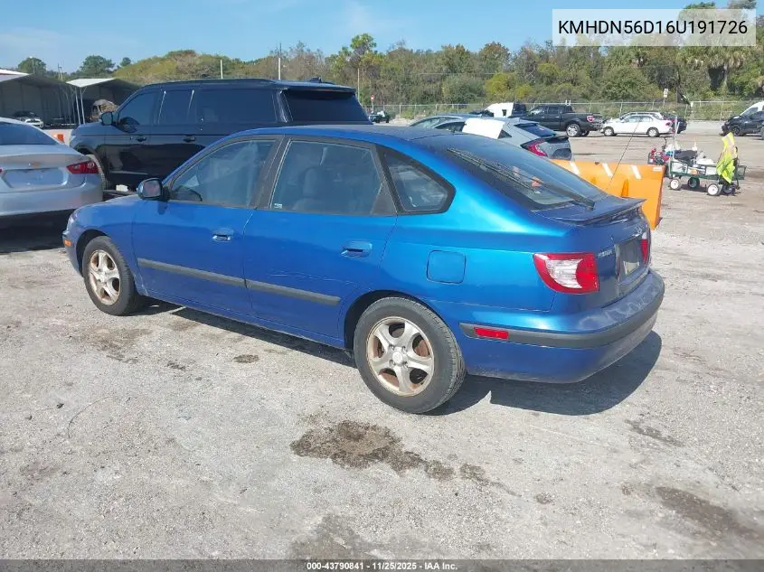 KMHDN56D16U191726 2006 Hyundai Elantra Gls/Gt