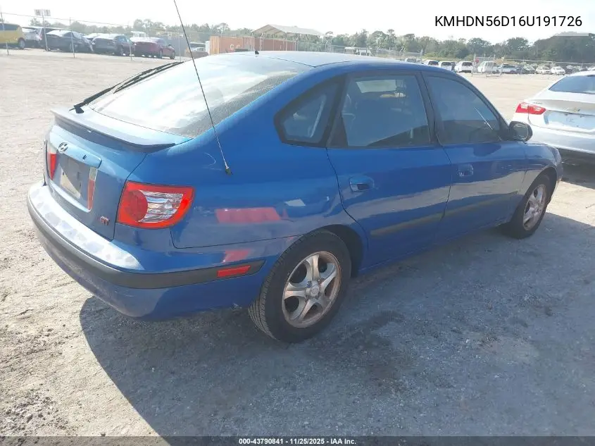 KMHDN56D16U191726 2006 Hyundai Elantra Gls/Gt